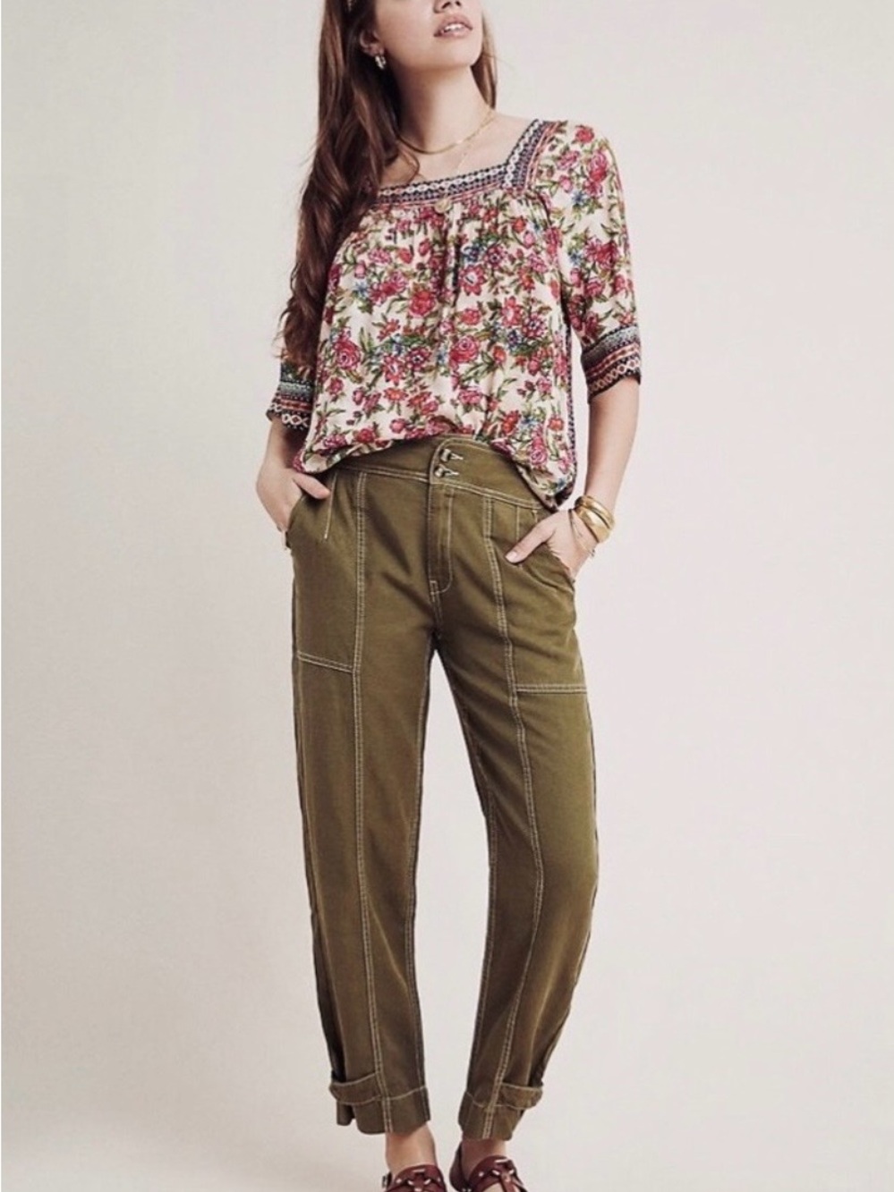 Anthropologie Jackson Tapered Utility Pants NWT Khaki Size 4